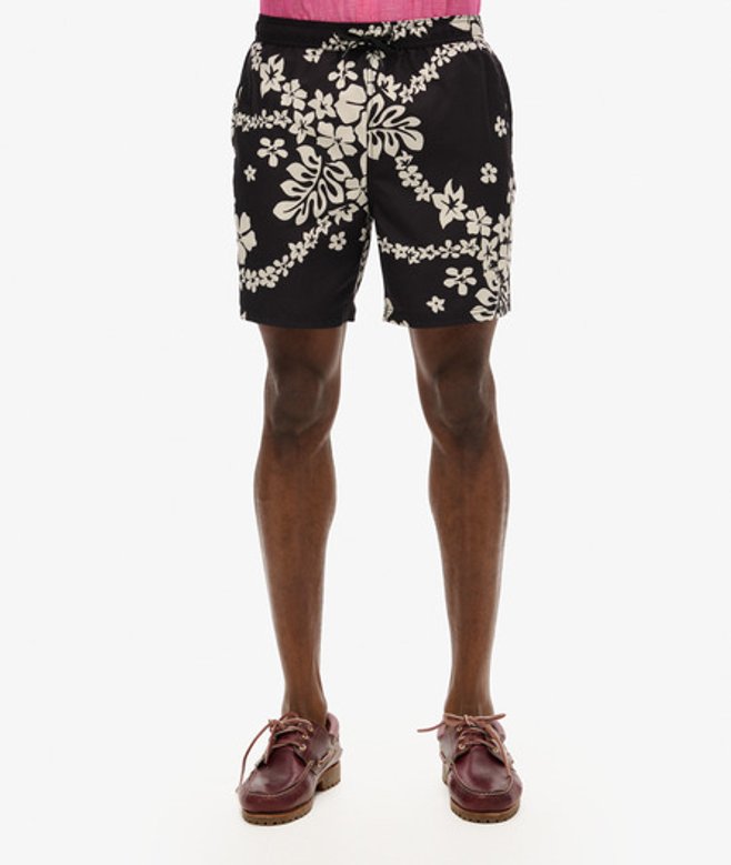 Superdry Herren 17-Zoll Badeshorts aus Recyceltem Material mit Hawaii-print Schwarz - Größe: XL von Superdry