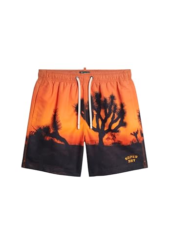 Superdry Herren 17-Zoll Badeshorts aus recyceltem Material mit Foto-Print Abendrot Orange L von Superdry