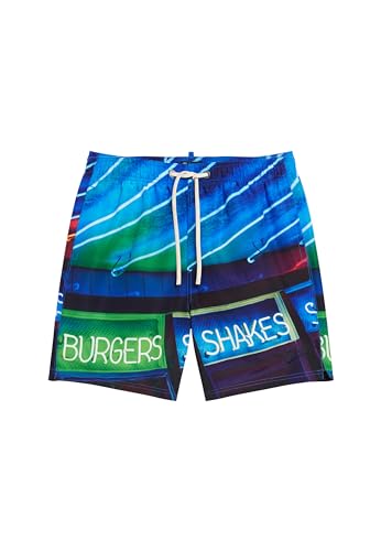 Superdry Herren 17-Zoll Badeshorts aus recyceltem Material mit Foto-Print Neon Marineblau XXL von Superdry