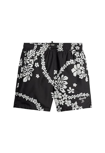 Superdry Herren 17-Zoll Badeshorts aus recyceltem Material mit Hawaii-Print Surfschule Schwarz XL von Superdry