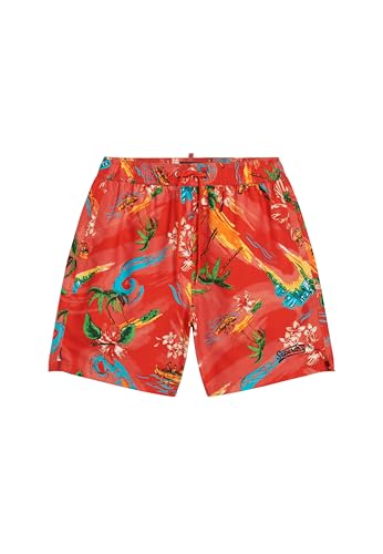 Superdry Herren 17-Zoll Badeshorts aus recyceltem Material mit Hawaii-Print Waikiki Rot M von Superdry