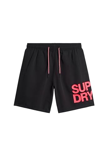 Superdry Herren 17-Zoll Sportswear Badeshorts aus recyceltem Material mit Logo Schwarz S von Superdry