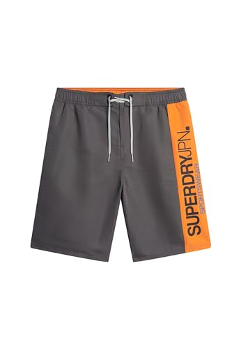 Superdry Herren 19-Zoll Sportswear Boardshorts aus recyceltem Material mit Logo Anthrazit M von Superdry