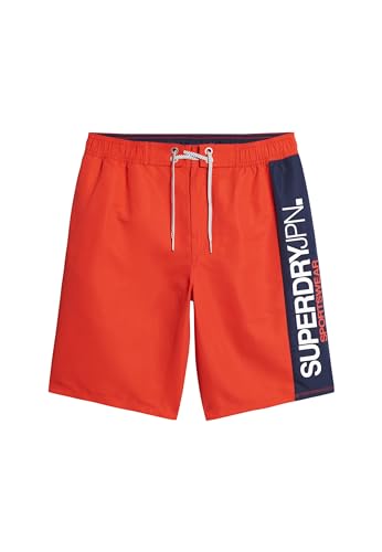 Superdry Herren 19-Zoll Sportswear Boardshorts aus recyceltem Material mit Logo Apfelrot S von Superdry