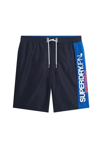 Superdry Herren 19-Zoll Sportswear Boardshorts aus recyceltem Material mit Logo Kräftiges Marineblau L von Superdry