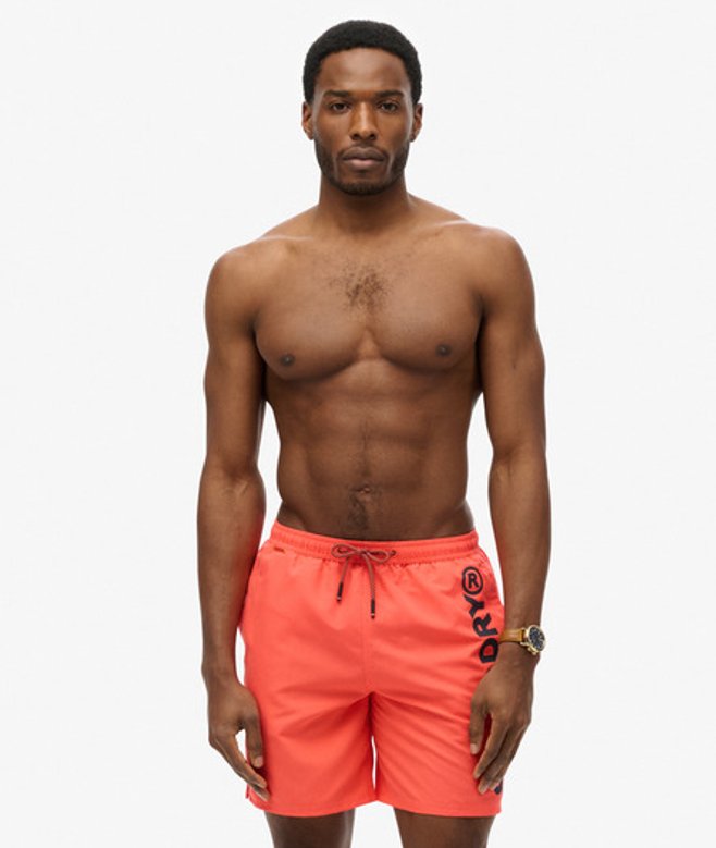 Superdry Herren 43,2 cm Sport-badeshorts mit Grafik Cream - Größe: S von Superdry