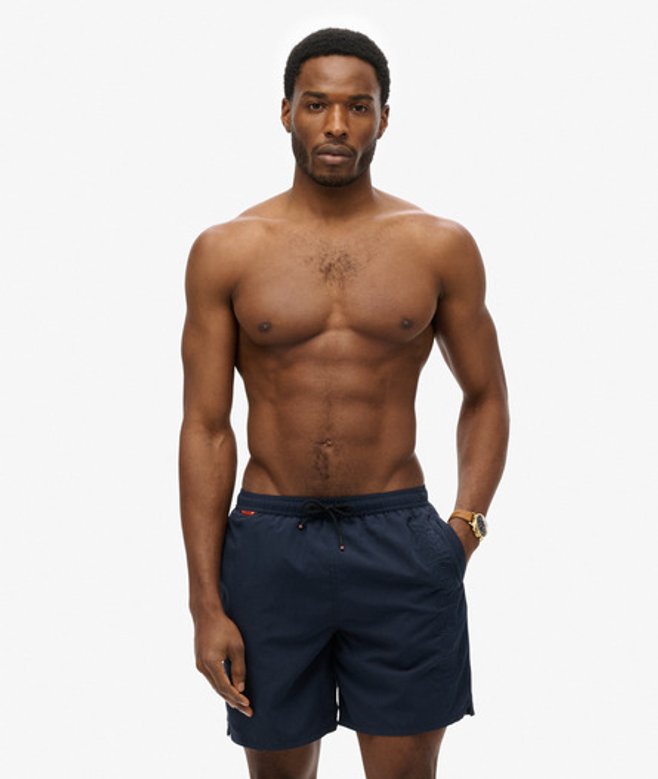 Superdry Herren 43 cm Lange Premium Badeshorts mit Stickerei Navy - Größe: Xxl von Superdry