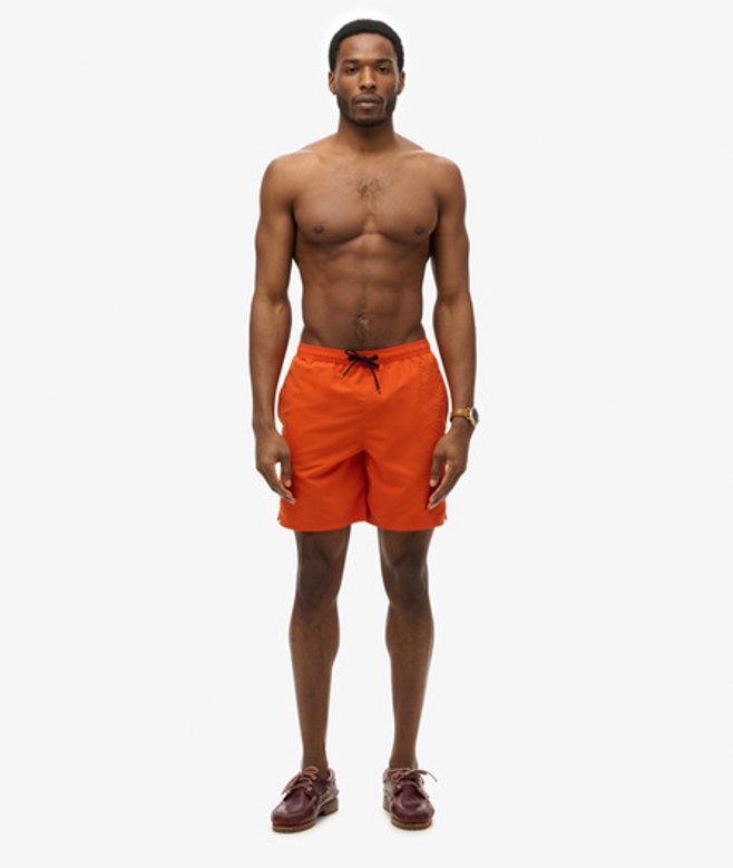 Superdry Herren 43 cm Lange Premium Badeshorts mit Stickerei Orange - Größe: Xxl von Superdry