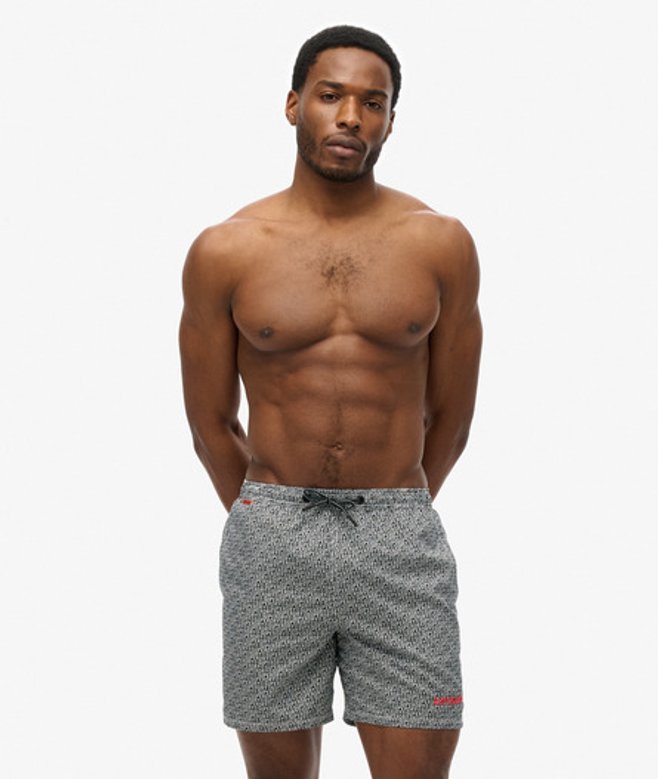 Superdry Herren 43cm Lange Badeshorts mit Durchgehendem Print Black - Größe: Xxl von Superdry