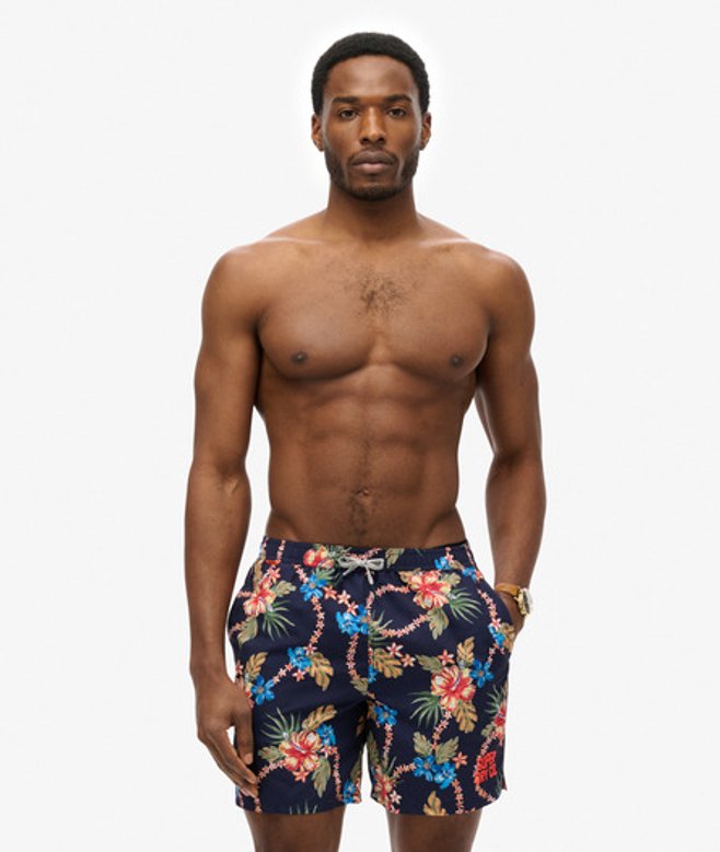 Superdry Herren 43cm Lange Badeshorts mit Hawaii-print Navy - Größe: XL Superdry Herren 43cm Lange Badeshorts mit Hawaii-print Navy - Größe: XL von Superdry