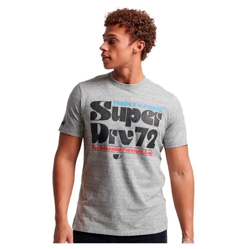 Superdry Herren 70's Retro Font Logo T-Shirt, Athletic Grey Marl, L von Superdry