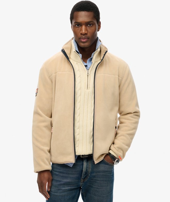 Superdry Herren Active Fleecejacke mit Durchgehendem Reißverschluss Creme - Größe: Xxl von Superdry