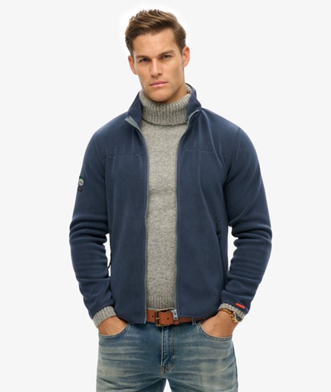 Superdry Herren Active Fleecejacke mit Durchgehendem Reißverschluss Marineblau - Größe: M von Superdry