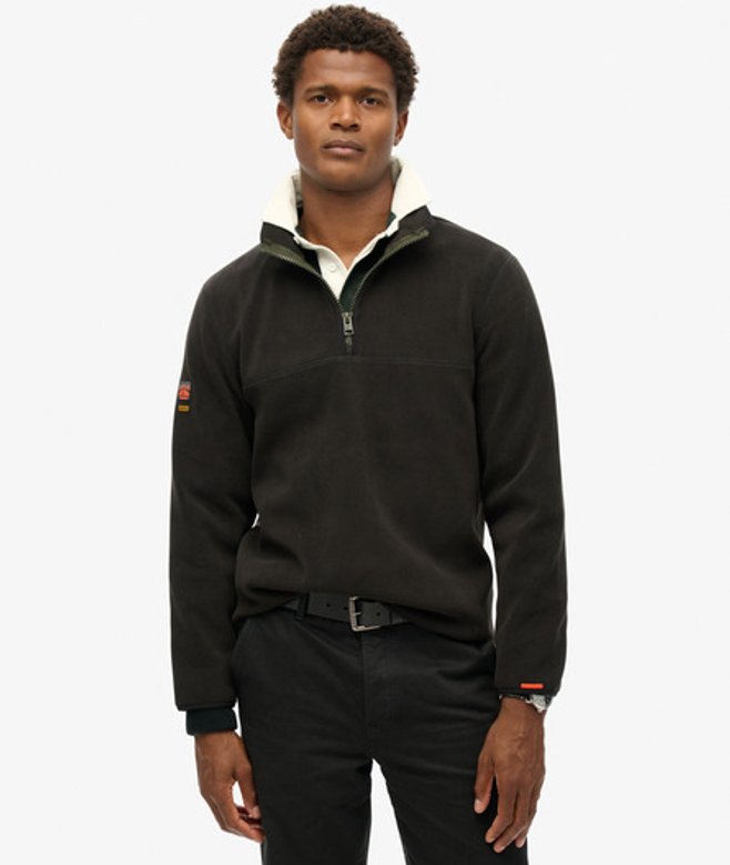 Superdry Herren Active Fleecepullover mit Halbem Reißverschluss Schwarz - Größe: L von Superdry