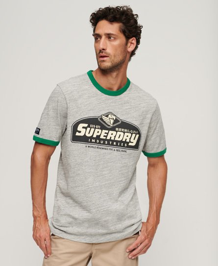 Superdry Men's American Classic Ringer-T-Shirt mit Core-Logo Grün - Größe: Xxl von Superdry