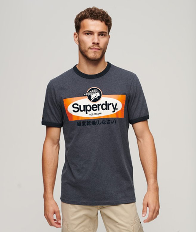 Superdry Herren American Classic Ringer-t-shirt mit Core-logo Marineblau - Größe: L von Superdry