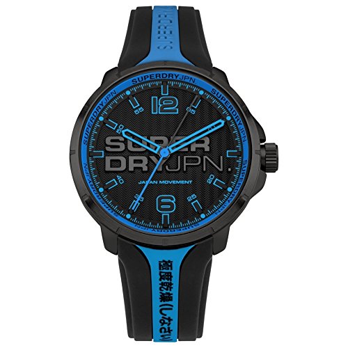 Superdry Herren Analog Quarz Uhr mit Silikon Armband SYG216BU von Superdry