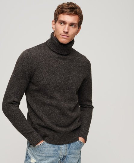 Superdry Men's Angerauter Rollkragenpullover Schwarz - Größe: L von Superdry