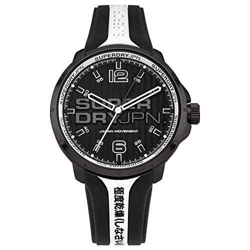 Superdry Herren Analog Quarz Uhr mit Silikon Armband SYG216BW von Superdry