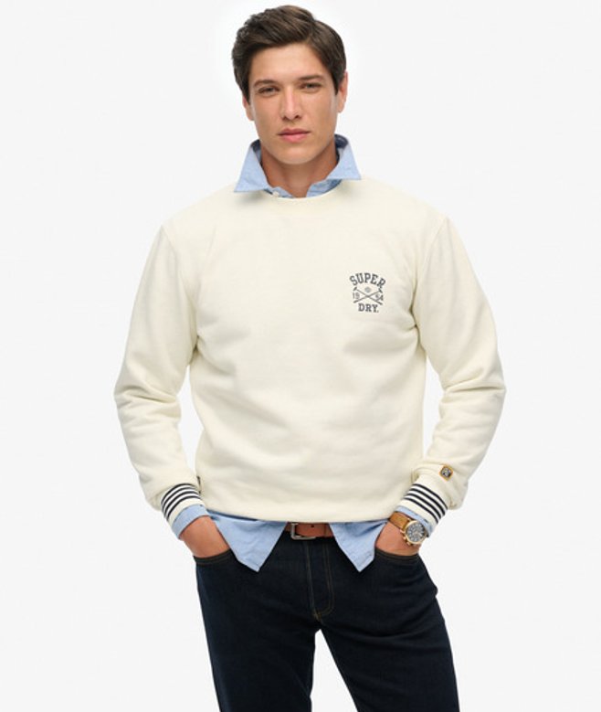 Superdry Herren Athletic Club Crew Sweatshirt White - Größe: L von Superdry