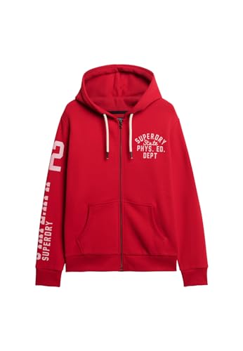 Superdry Herren Athletic Coll Graphic Ziphood Sweatshirt, Rot, M von Superdry