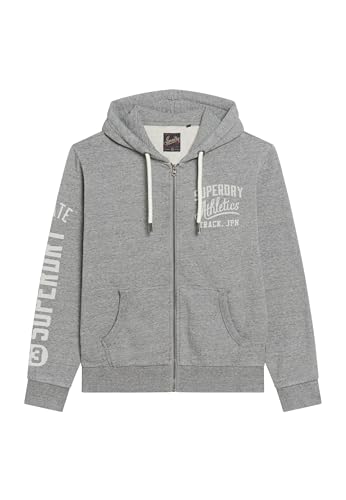 Superdry Herren Athletic College Kapuzenjacke mit Grafik und Reißverschluss Surplus Jetter Anthrazit Gesprenkelt XXXL von Superdry
