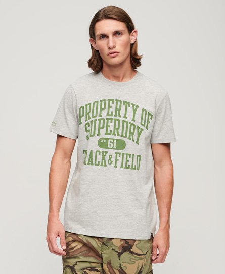 Superdry Men's Athletic College T-Shirt mit Grafikprint Dunkelgrau - Größe: S von Superdry