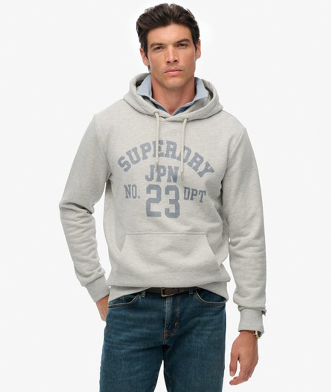 Superdry Herren Athletic Essentials Kapuzenpullover Light Grey - Größe: M von Superdry