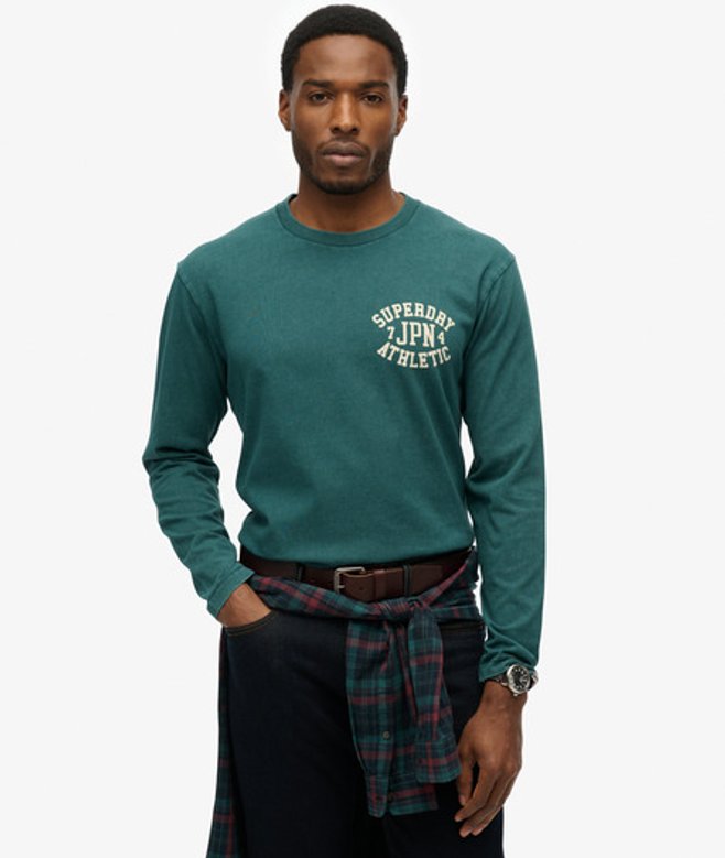 Superdry Men's Athletic Essentials Langarmoberteil Grün - Größe: Xxl von Superdry