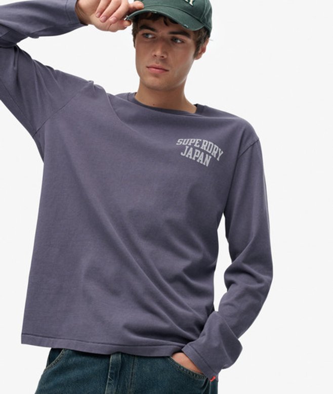 Superdry Herren Athletic Essentials Langarmoberteil Purple - Größe: Xxl von Superdry