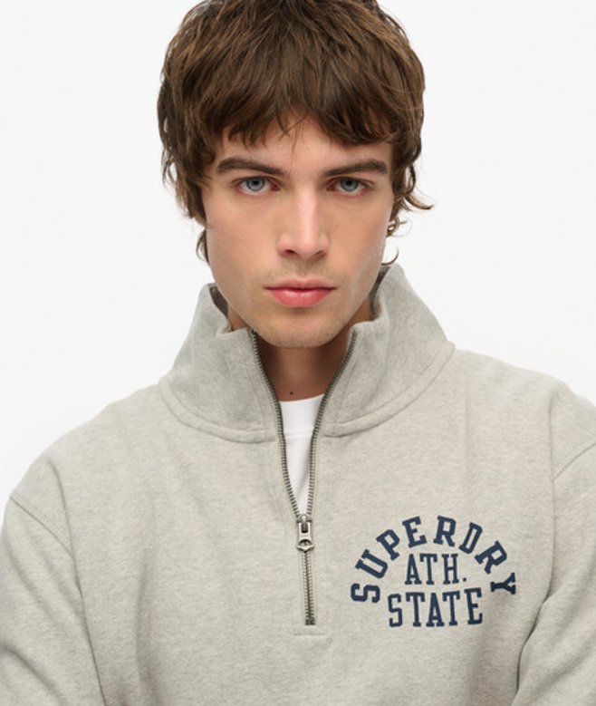 Superdry Herren Athletic Essentials Pullover mit Reißverschluss Grey - Größe: Xxl von Superdry