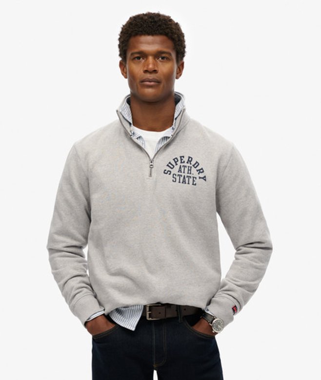 Superdry Men's Athletic Essentials Sweatshirt mit Halbem Reißverschluss Grau - Größe: Xxl von Superdry