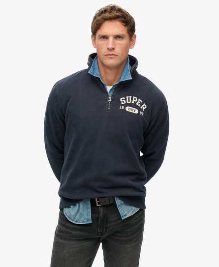 Superdry Herren Athletic Essentials Sweatshirt mit Halbem Reißverschluss Marineblau - Größe: M von Superdry
