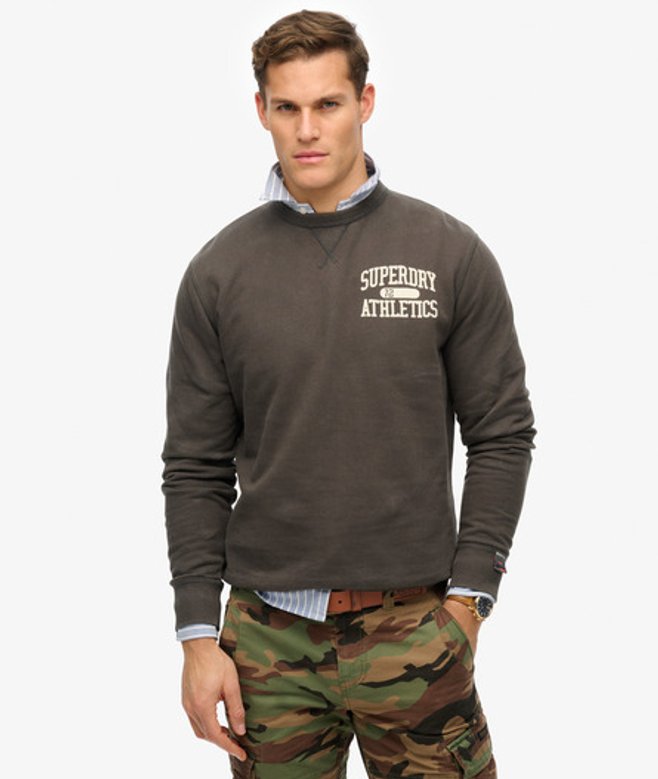 Superdry Men's Athletic Essentials Sweatshirt mit Rundhalsausschnitt Dunkelgrau - Größe: Xxl von Superdry
