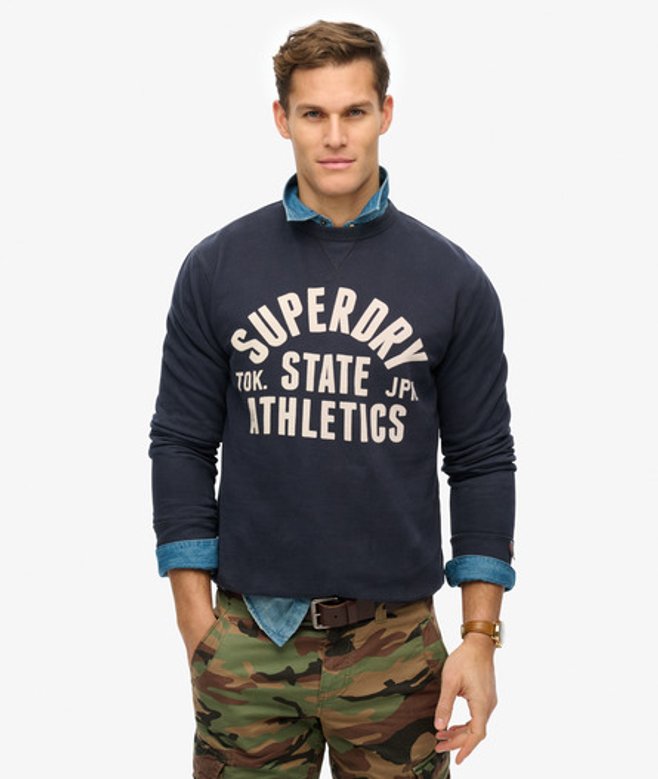 Superdry Herren Athletic Essentials Rundhals-sweatshirt Marineblau - Größe: Xxl von Superdry