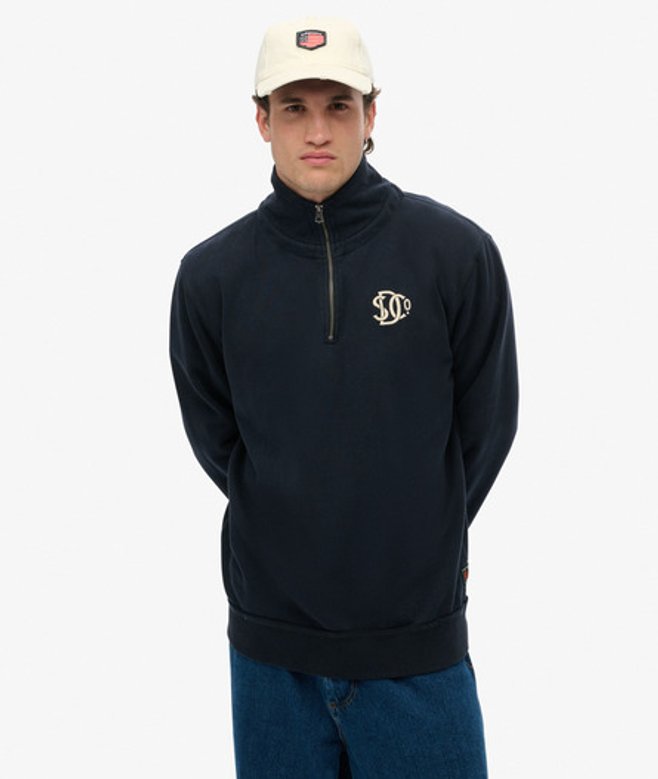 Superdry Herren Athletic SD Co Sweatshirt mit Halblangem Reißverschluss Navy - Größe: L Superdry Herren Athletic SD Co Sweatshirt mit Halblangem Reißverschluss Navy - Größe: L von Superdry