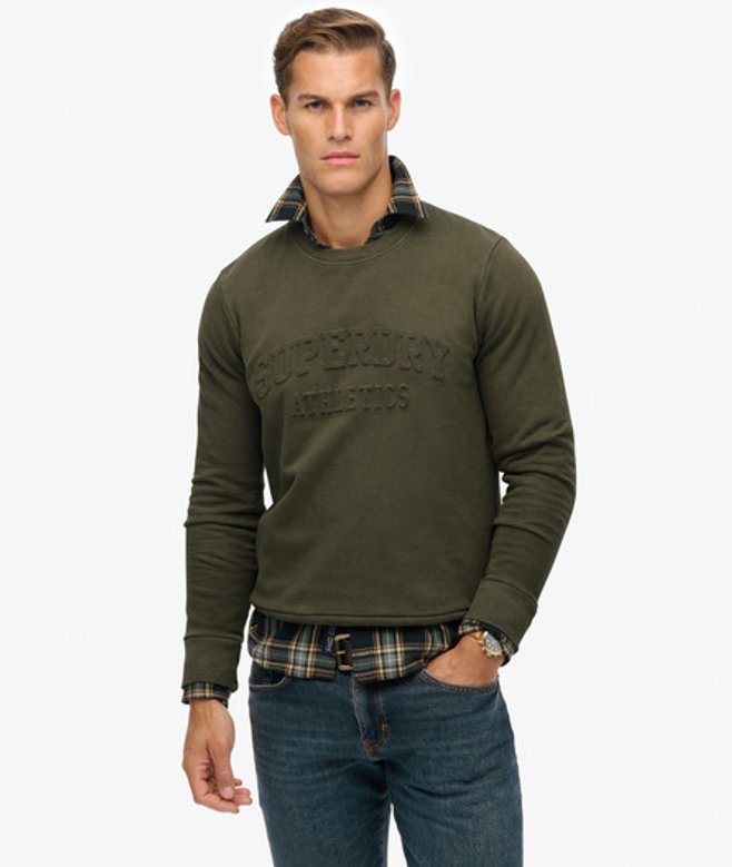 Superdry Herren Athletic Sweatshirt mit Prägung Green - Größe: L von Superdry