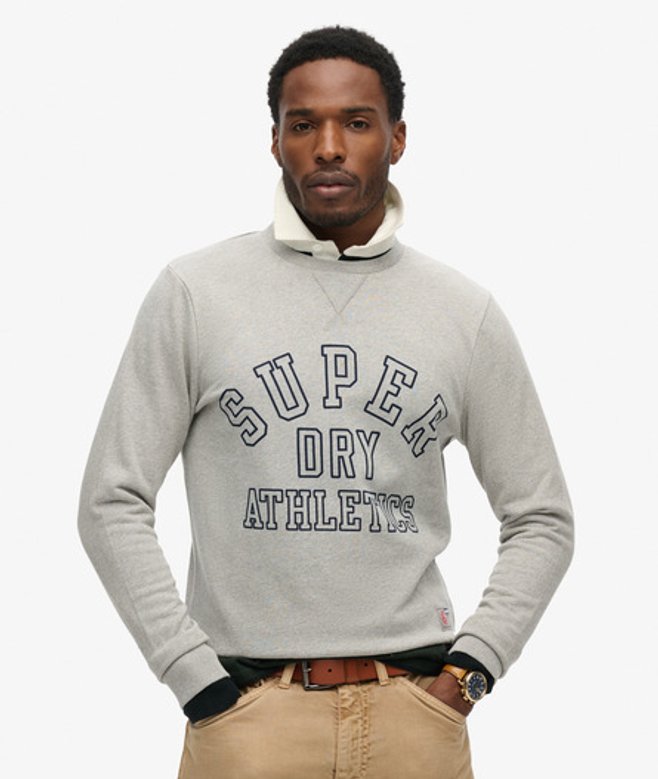 Superdry Herren Athletic Sweatshirt mit Print Grau - Größe: M von Superdry