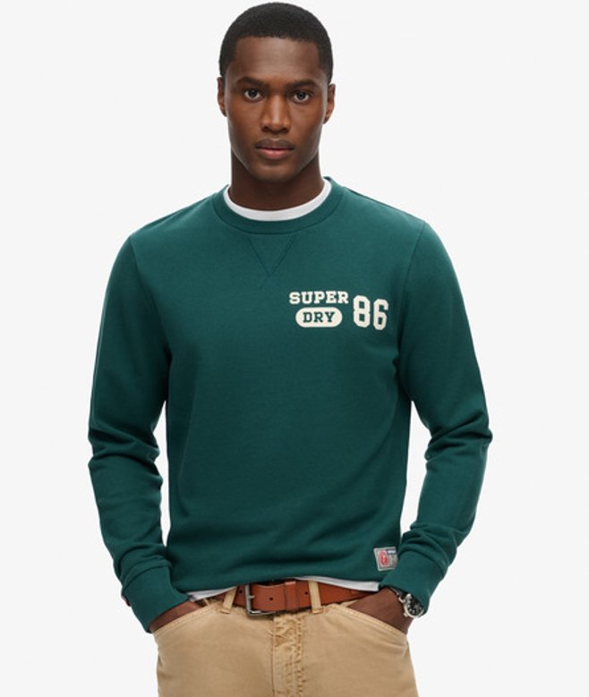 Superdry Herren Athletic Sweatshirt mit Print Grün - Größe: M von Superdry