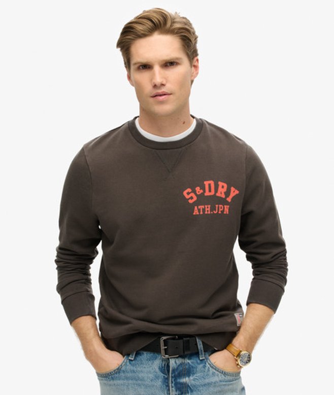 Superdry Herren Athletic Sweatshirt mit Print Schwarz - Größe: M von Superdry
