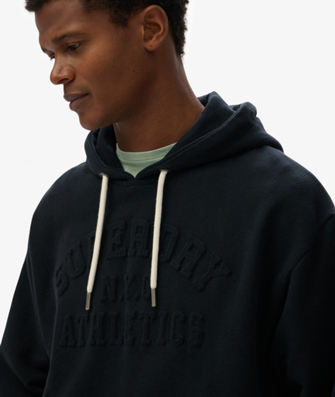 Superdry Herren Athletic Übergroßer Hoodie mit Prägung Black - Größe: M von Superdry