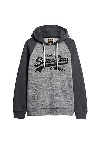 Superdry Herren Athletic Vl Raglan Hoodie Sweatshirt, Grau (Flint Grey Grit/Charcoal Heather), XL von Superdry