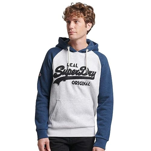 Superdry Herren Athletic Vl Raglan Hoodie Sweatshirt, Grau (Glacier Grey Marl/Bright Blue Marl), XL von Superdry