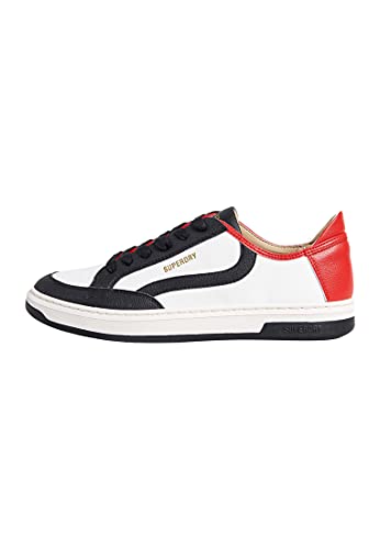 Superdry Herren Basket LUX Low Trainer Sneaker, White/Black/Red, 41 EU von Superdry