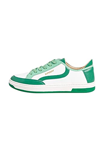 Superdry Herren Basket LUX Low Trainer Sneaker, White/Green, 44 EU von Superdry