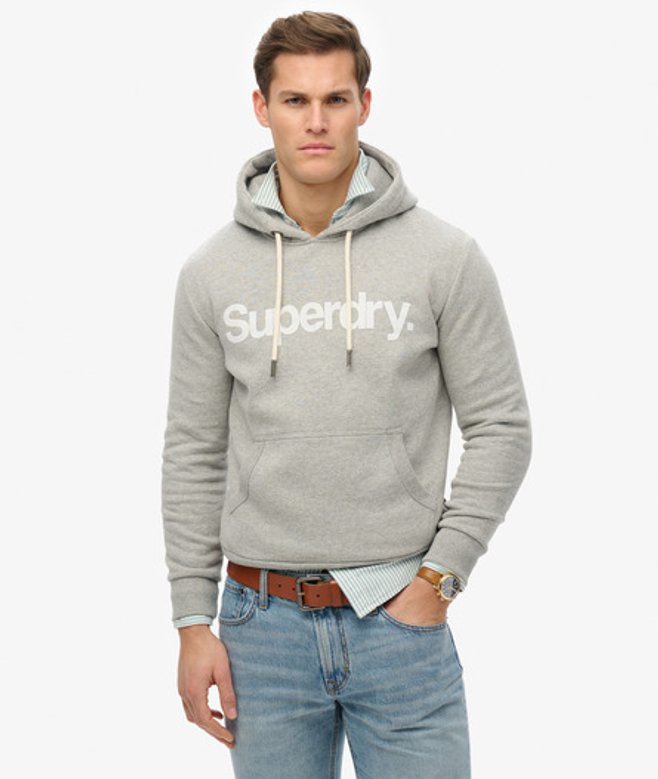 Superdry Herren Baumwolle Core Logo Hoodie, Grau - Größe: L von Superdry