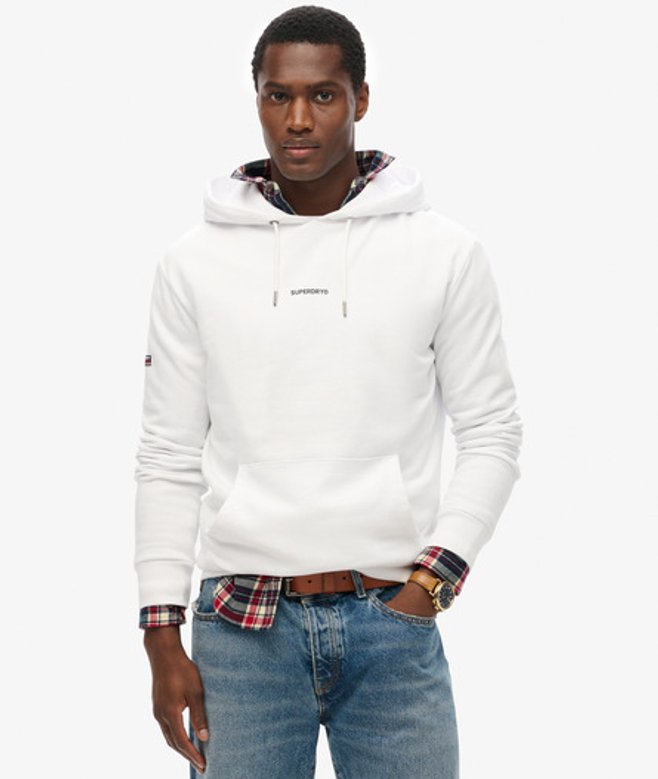 Superdry Herren Baumwolle Einfarbiges Hoodie, Weiß - Größe: L von Superdry