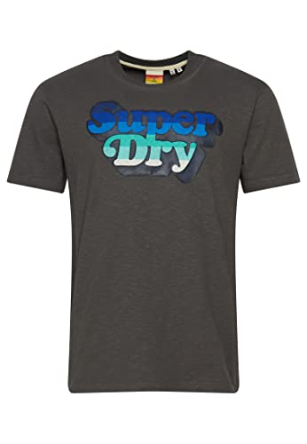 Superdry Herren Bedrucktes T-Shirt, Charcoal, XS von Superdry