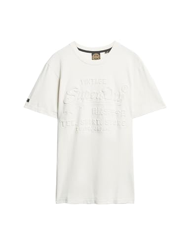 Superdry Herren Bedrucktes T-Shirt, Cremefarben, XL von Superdry