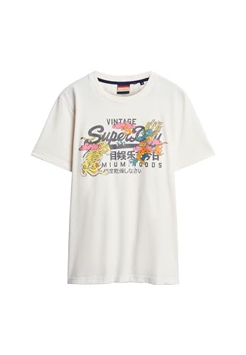 Superdry Herren T-Shirt mit japanischem Grafik-Logo Wollweiß S von Superdry